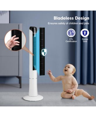 48'' Portable 80Â&deg; Oscillating Bladeless Tower Fan with Remote & LED Control