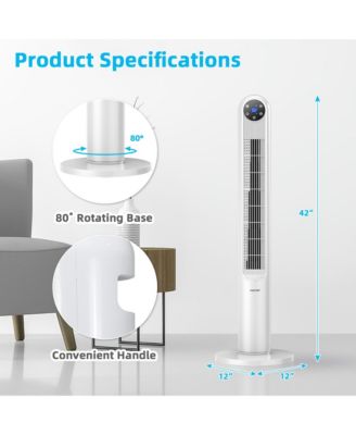42'' Smart Display Panel 12H Timer Tower Fan with Remote