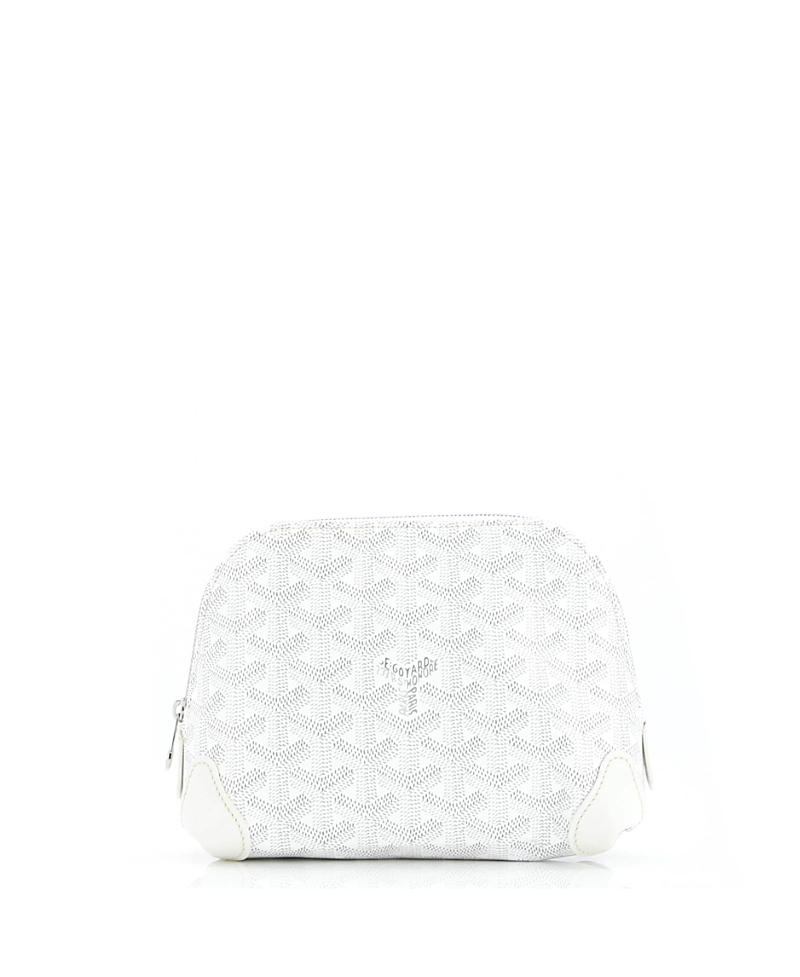 Pre-owned Pre-owned Goyard Goyard Vendome Cosmetic Pouch Coated Canvas In White