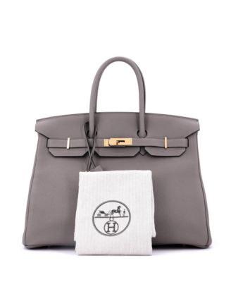Birkin 35 Handbag Grey Togo with Gold Hardware