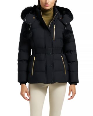 Gold Cambria Shearling Trim Down Jacket