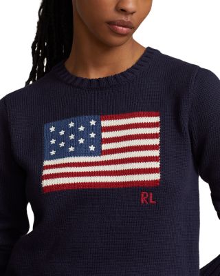 American Flag Cotton Crewneck Sweater