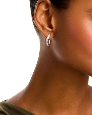 Diamond Spiral Hoop Earrings in 14K White Gold, 0.70 tcw