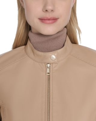 Stand Collar Leather Jacket