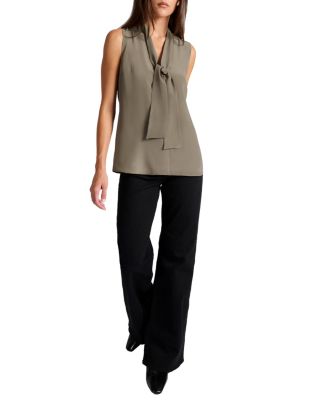Teca Silk Sleeveless Tie Neck Blouse