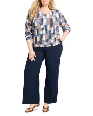 Brushstrokes Waffle V Neck Sweater