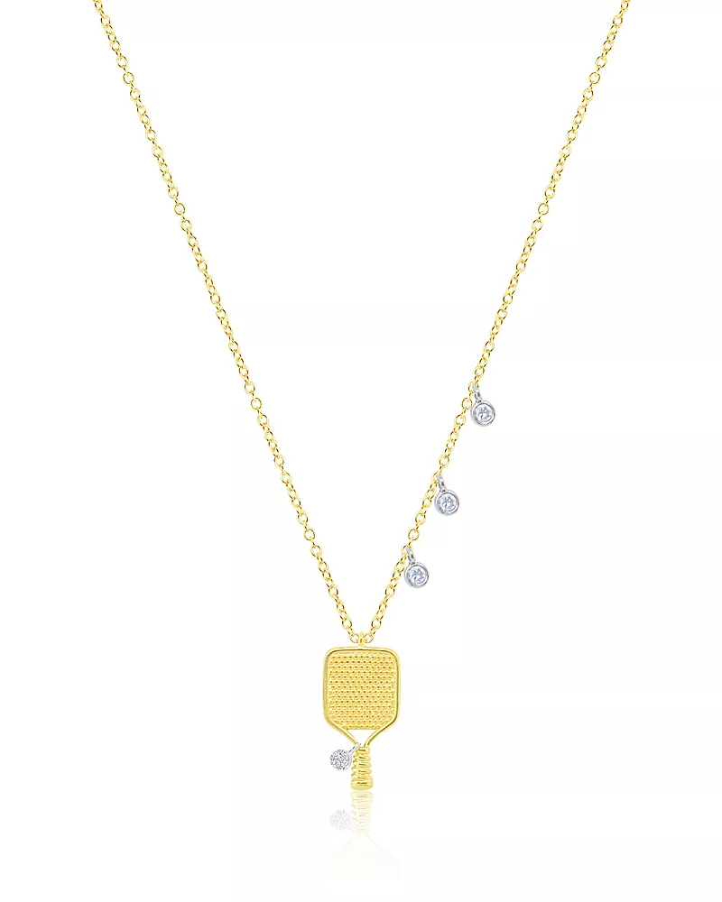 Meira T 14K White & Yellow Gold Pickleball Racket Pendant Necklace, 16