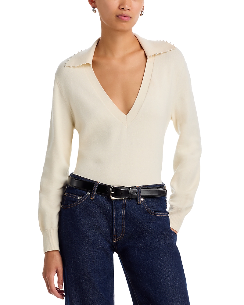 French Connection Sloane Embellished Collar Sweater In Neutral