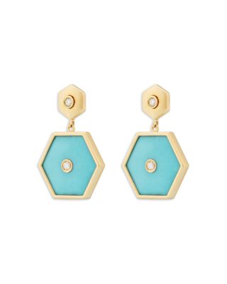 Diamond & Turquoise Baia Earrings in 18K Yellow Gold