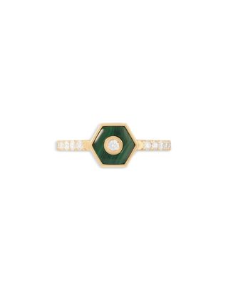 Diamond & Malachite Baia Stackable Ring in 18K Yellow Gold