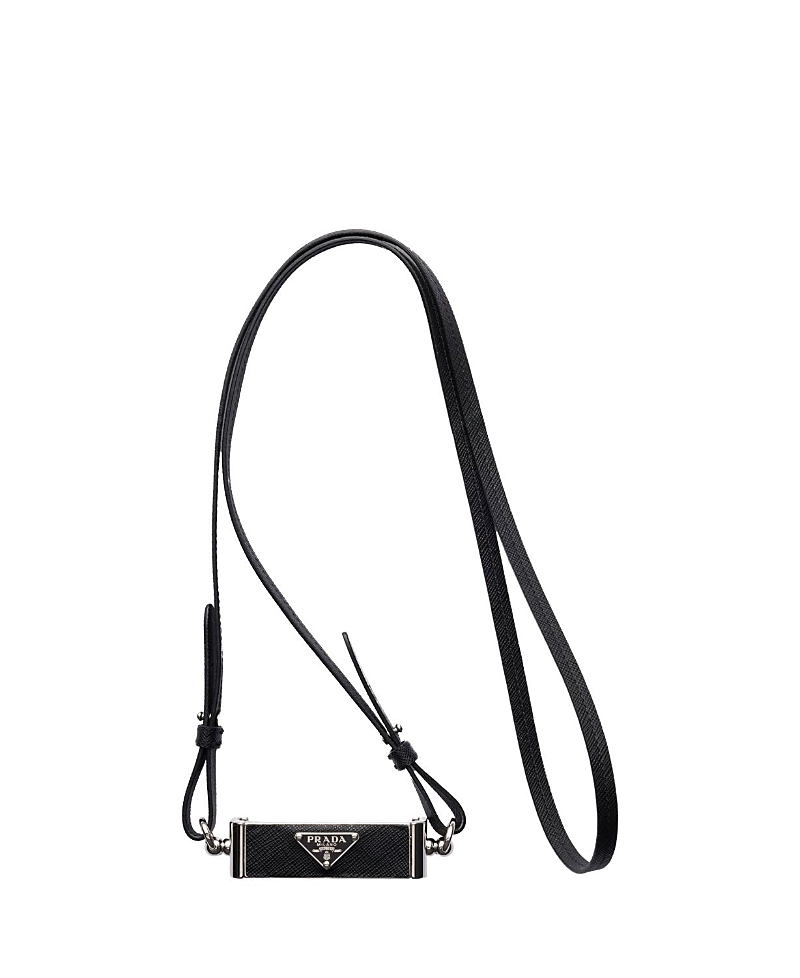 Prada Metal And Saffiano Leather Smartphone Case In Black