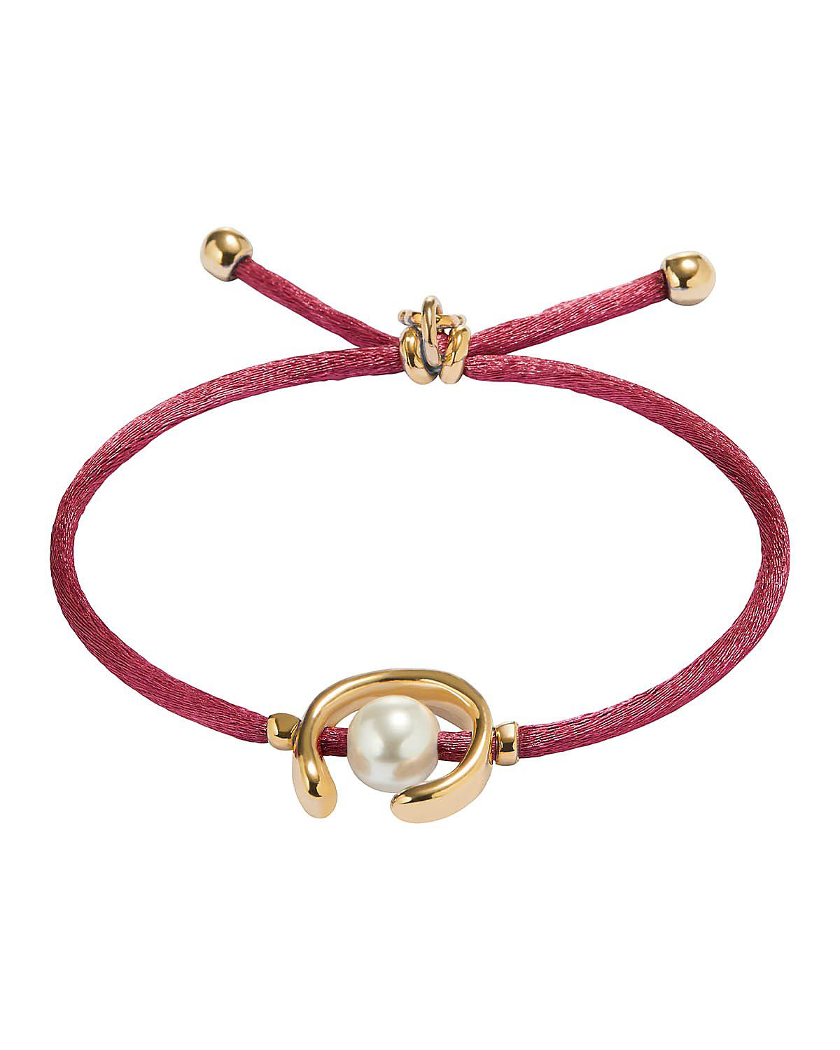 UNOde50 Mauve Cord Pearl Bracelet