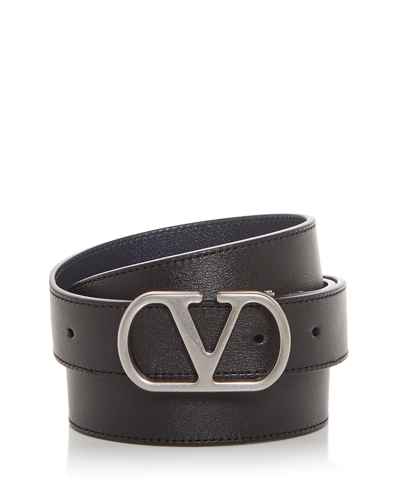 Valentino Men's Vlogo Reversible Leather Belt In Brown