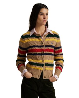 Striped Cable Wool Cashmere Cardigan