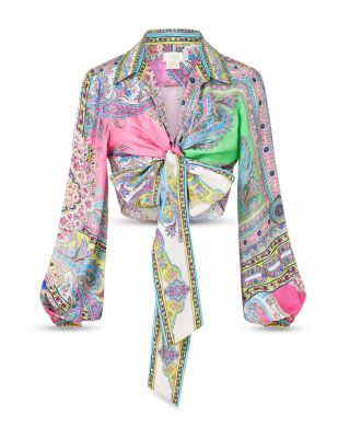 Cropped Wrap Silk Shirt