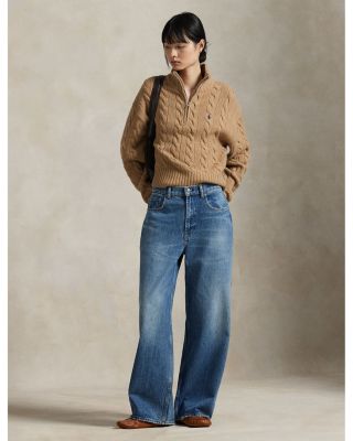 Ralph Lauren Cable Wool Cashmere Half Zip Sweater | Bloomingdale's