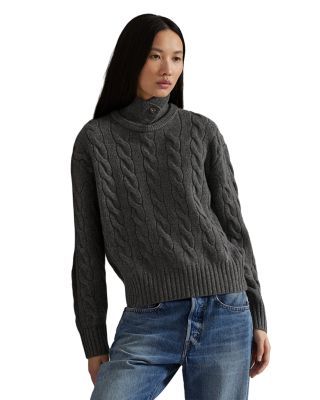Cable Knit Wool Cashmere Polo Sweater