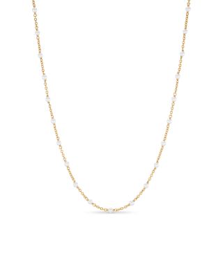 Cultured Freshwater Pearl Classics Station Necklace in 18K Yellow Gold, 3.5mm