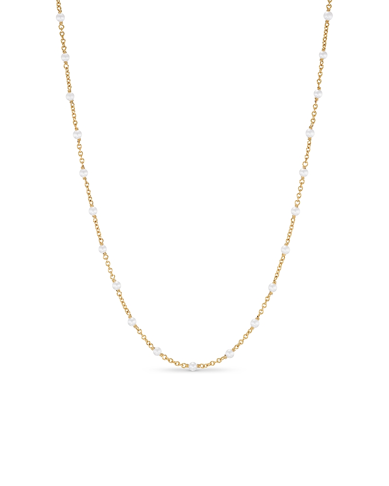 David Yurman Cultured Freshwater Pearl Classics Station Necklace in 18K Yellow Gold, 3.5mm