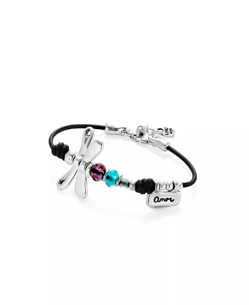 UNOde50 Dragonfly Charm Leather Bracelet