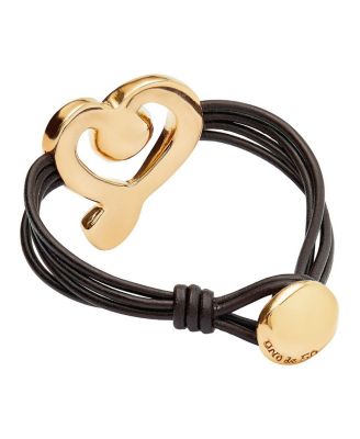 Black Crystal Heart Leather Bracelet