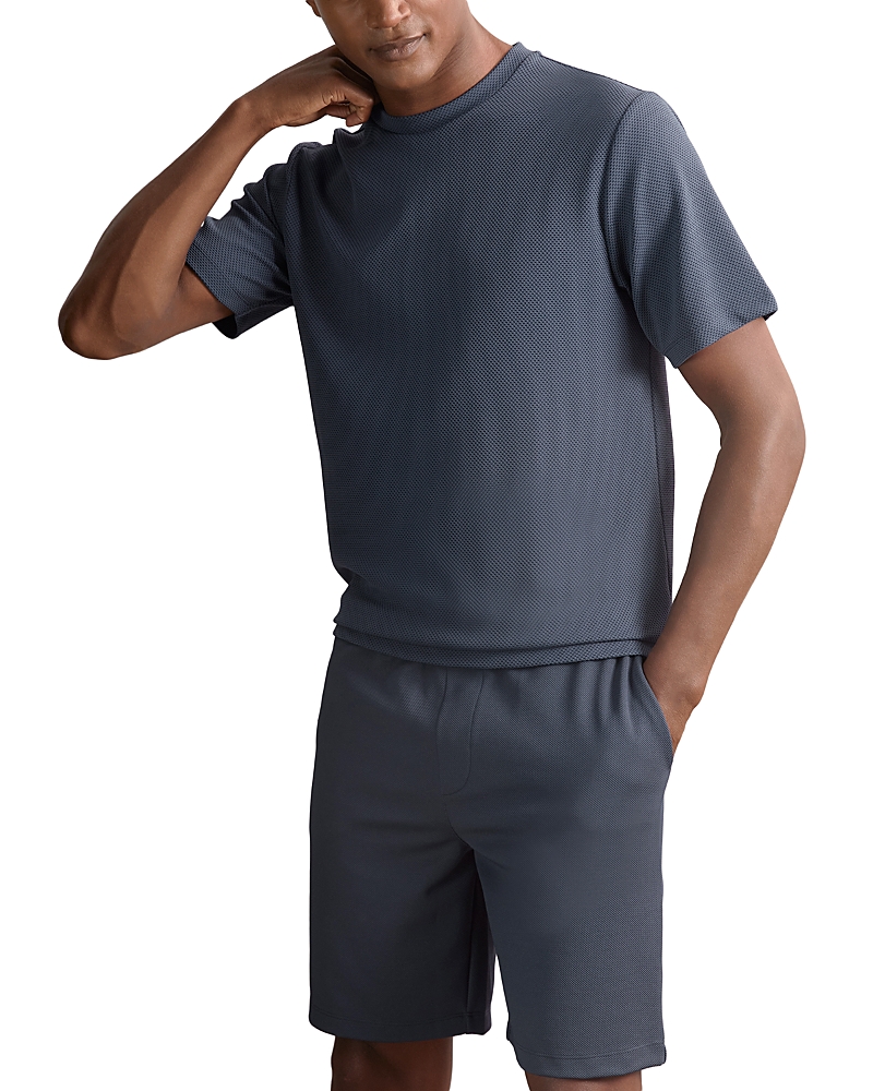 Reiss Textured Crewneck Tee In Blue