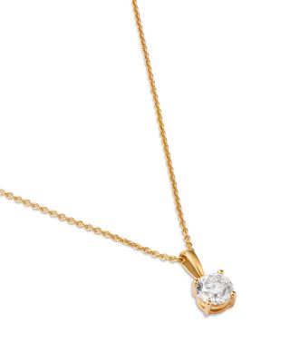 Certified Diamond Colorless Solitaire Pendant Necklace in 18K Yellow Gold, 0.75 tcw