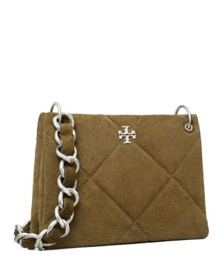 Small Kira Diamond Quilt Suede Shoulder Bag