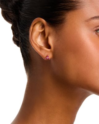 Ruby & Diamond Trio Stud Earrings in 14K Yellow Gold