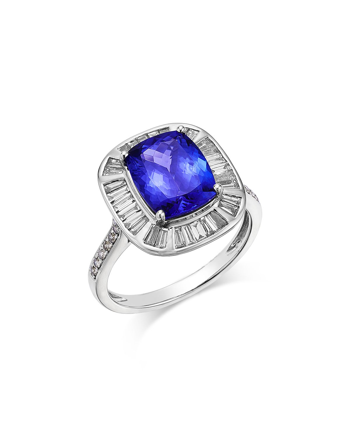 Bloomingdale's Fine Collection Tanzanite & Diamond Baguette & Round Halo Ring