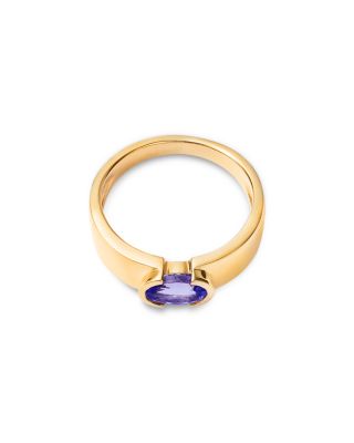 Tanzanite Oval Solitaire Ring in 14K Yellow Gold