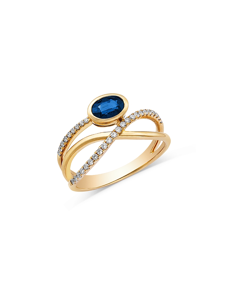 Bloomingdale's Fine Collection Sapphire & Diamond Crossover Ring in 14K Yellow Gold