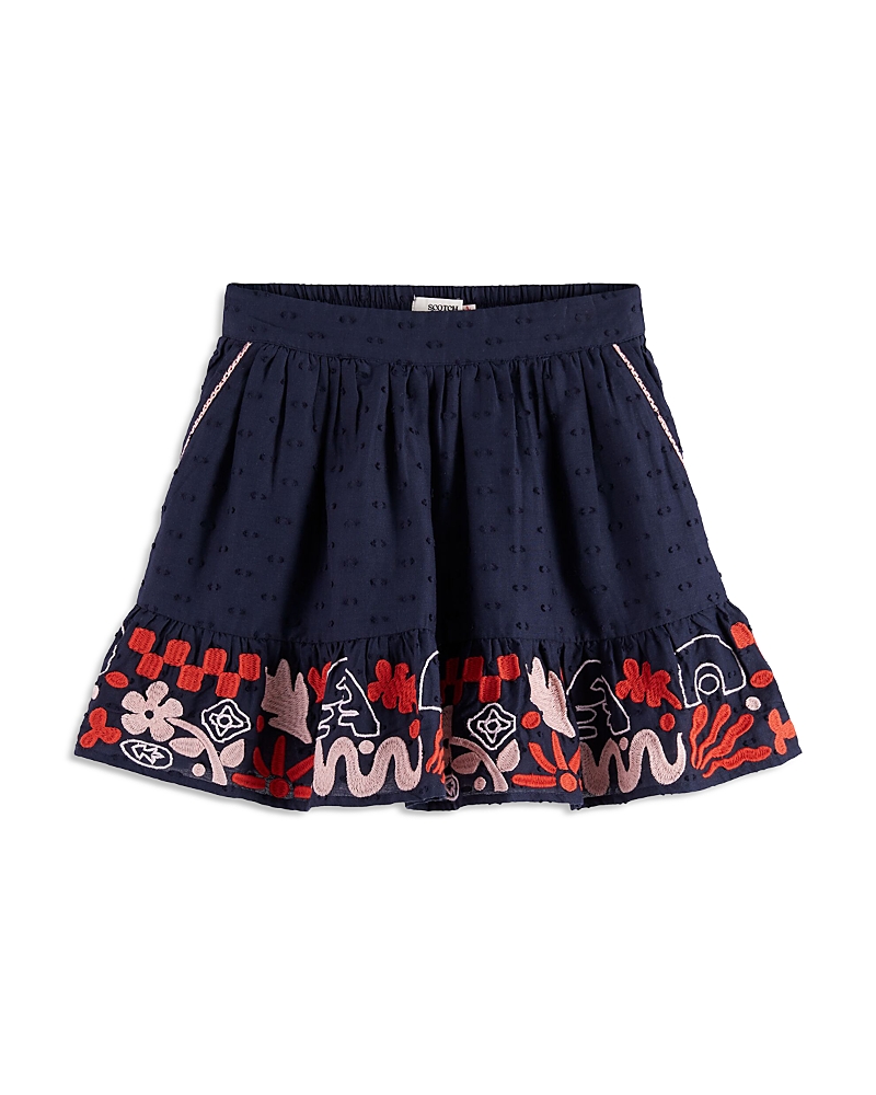 Scotch & Soda Girls' Clip Jacquard Embroidered Skirt - Little Kid, Big Kid In Blue