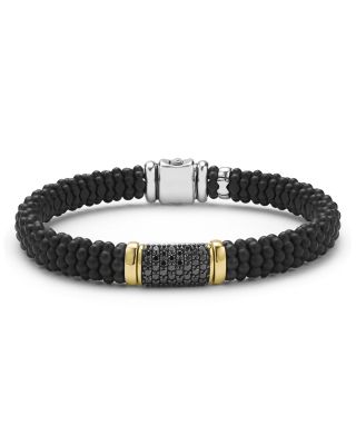 Two Tone Matte Black Ceramic Black Diamond Bracelet, 9mm
