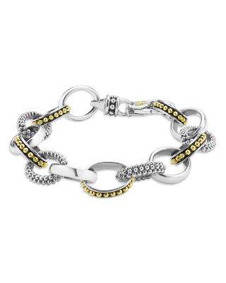 18K Yellow Gold & Sterling Silver Signature Caviar Bead Link Bracelet