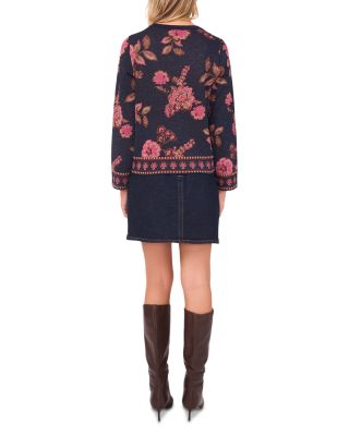 Floral Jacquard Long Sleeve Crewneck Sweater