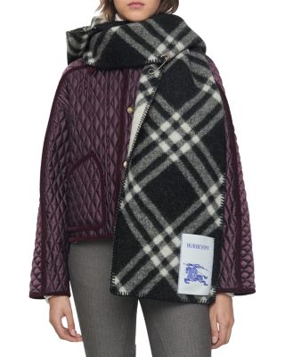 Check Hooded Wool Scarf