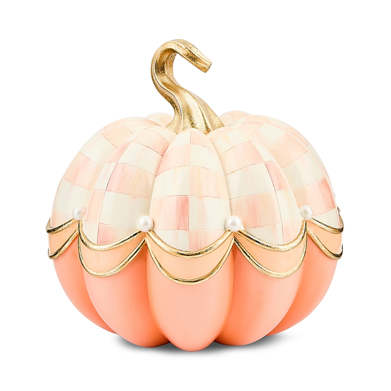 Mackenzie-childs Rosy Check Fairytale Swag Pumpkin In Orange