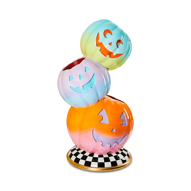 Mackenzie-childs Trick Or Treat Stacked Pumpkin Planters In Multi