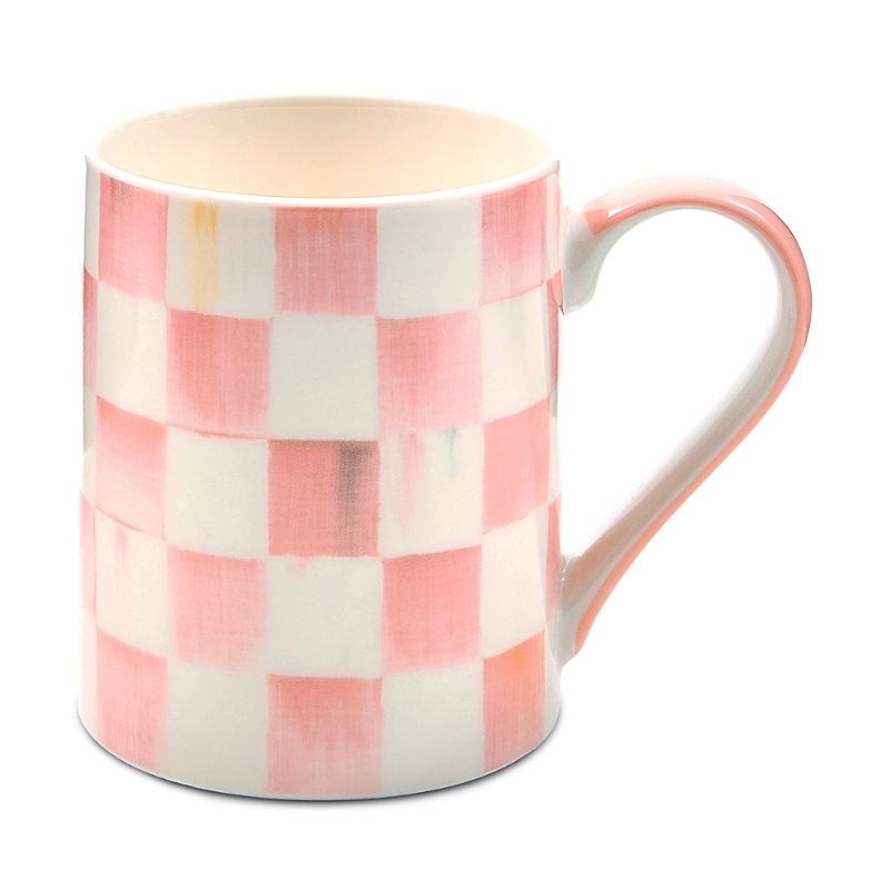 Mackenzie-childs Rosy Check Porcelain Mug In Pink