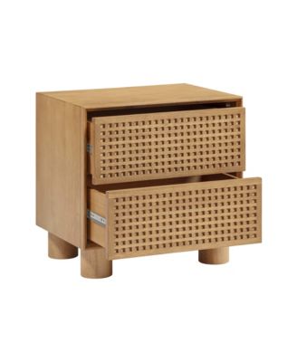 Miles Rubberwood 2-Drawer Nightstand