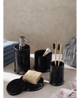Marquina Marble Bath Accessories, Set of 4