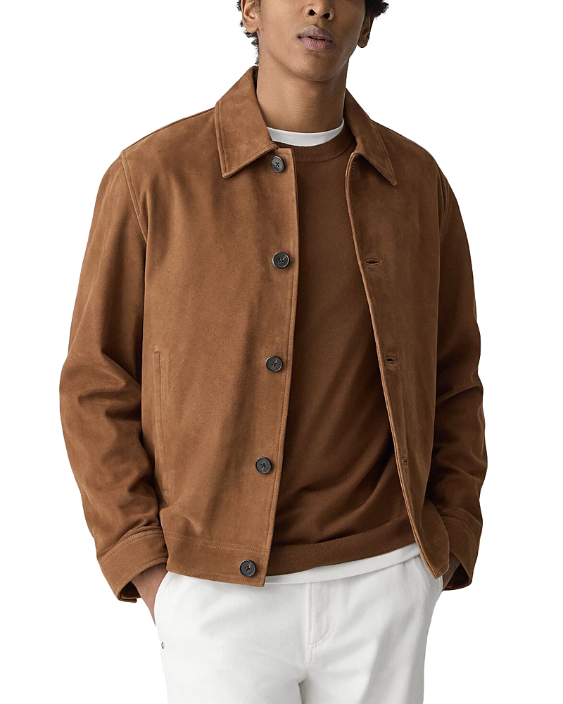 Theory Chore Coat In Knit Twill In Brown