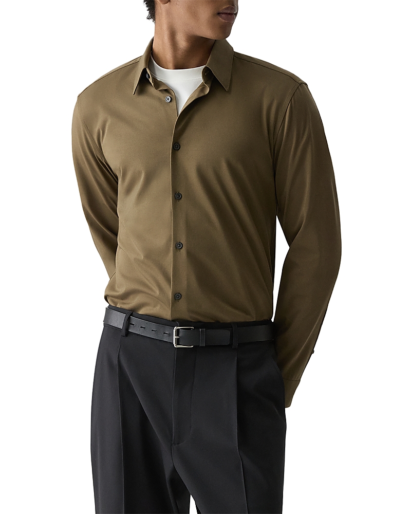 Theory Sylvain Shirt In Structure Knit In Green
