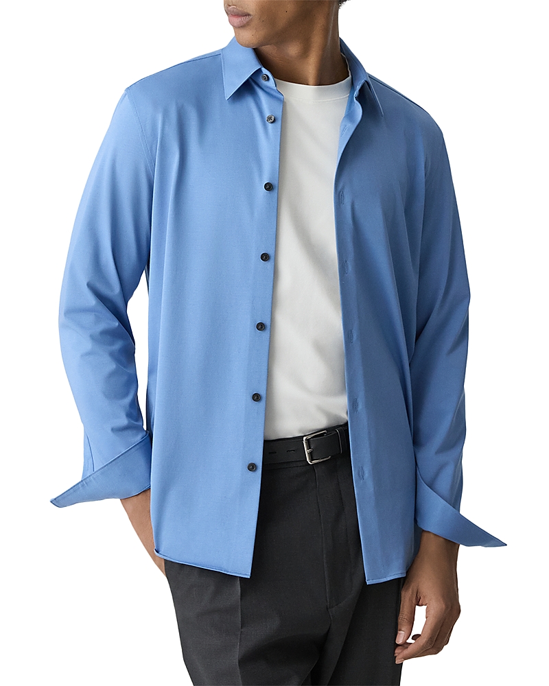 Theory Sylvain Shirt In Structure Knit In Blue
