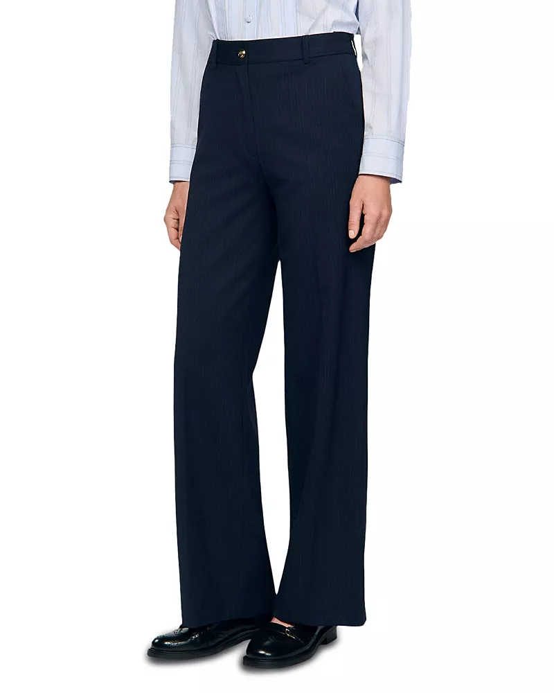 Sandro Chalk Striped Trousers