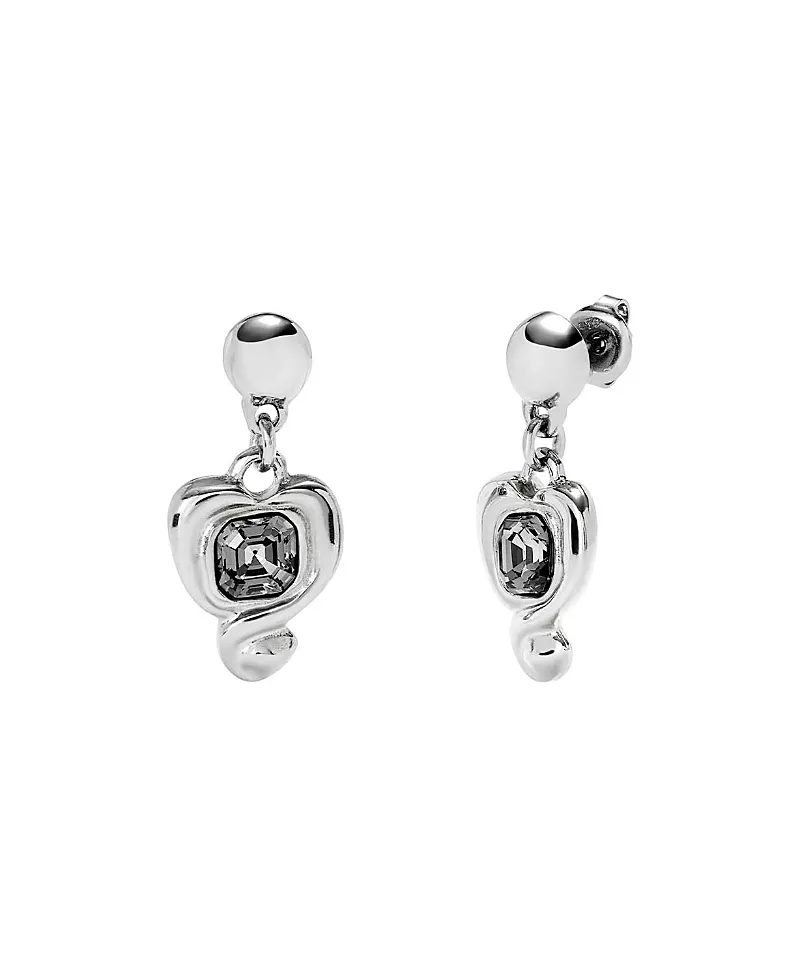 UNOde50 Heart & Crystal Drop Earrings