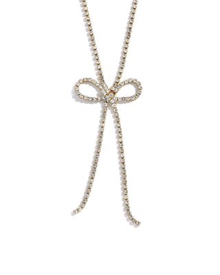Gigi Crystal Bow Lariat Necklace, 19"-22"