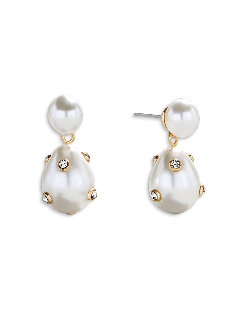 Baublebar Inessa Pave & Imitation Pearl Drop Earrings In White