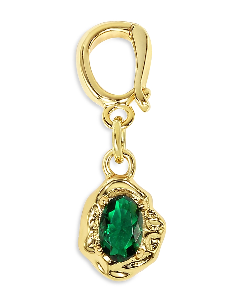 Jackie Mack Designs Green Cubic Zirconia Nugget Charm In Gold